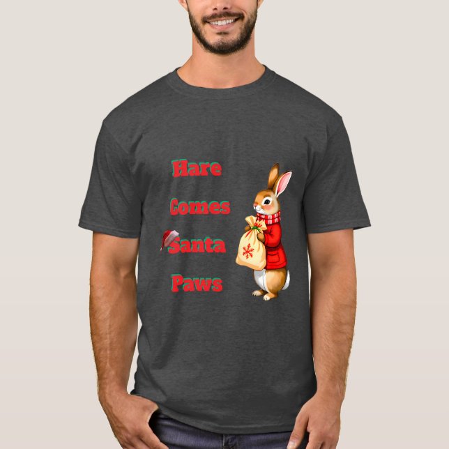 Camiseta Hare Comes Santa Paws T-Shirt (Anverso)