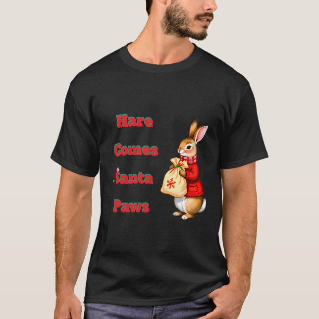 Camiseta Hare Comes Santa Paws T-Shirt (Anverso)