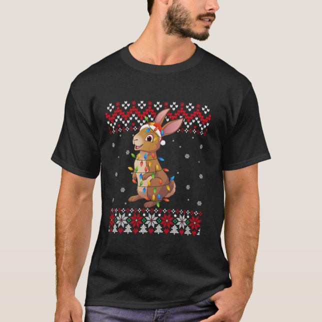 Camiseta Hare Santa Hat Hombres Mujeres Niños Navidades feo (Anverso)
