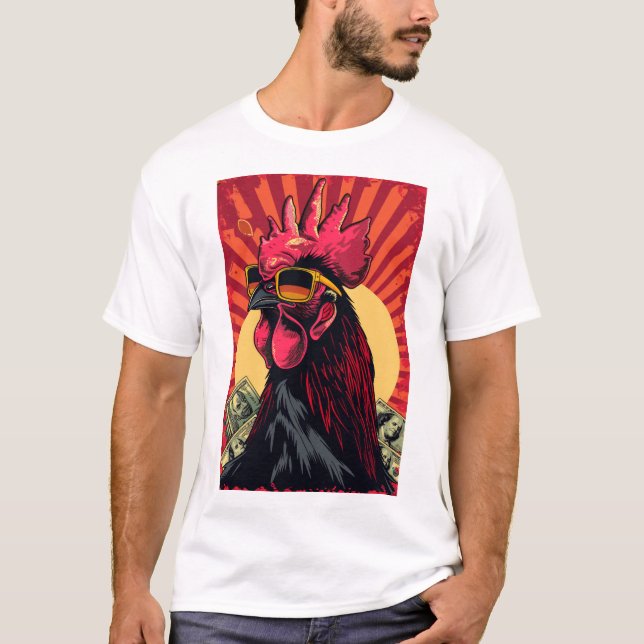 Camiseta Harica Poor Rooster 2D Ilustracion (Anverso)