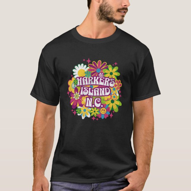 Camiseta Harkers Island NC Summertime Vacationing 70s Flowe (Anverso)