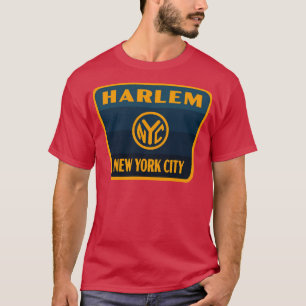 Camiseta Harlem New York City Retro Token Badge Blue