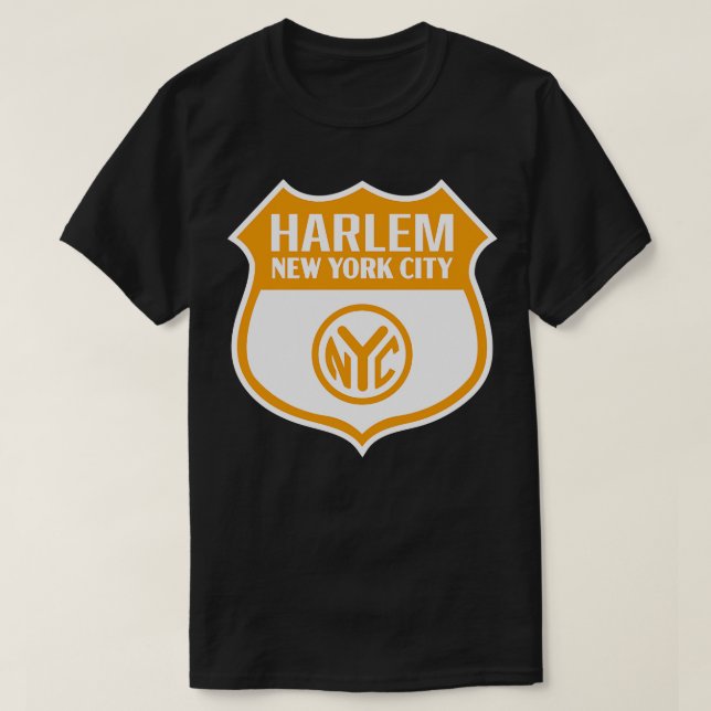 Camiseta Harlem New York City Retro Token Shield Gold en Wh (Diseño del anverso)