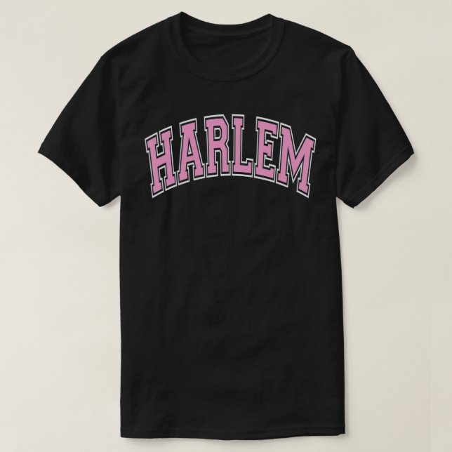 Camiseta Harlem New York NYC Varsity Style Pink  (Diseño del anverso)