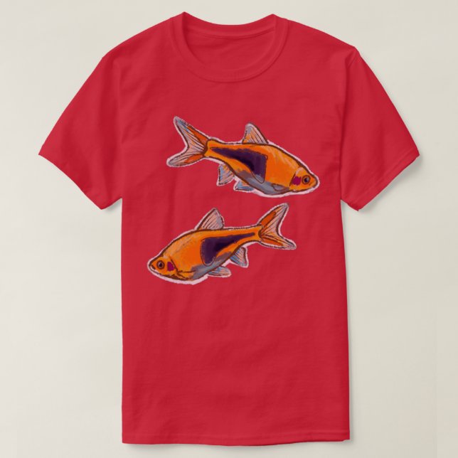 Camiseta Harlequin Rasbora Cute Crayon Fish Design (Diseño del anverso)