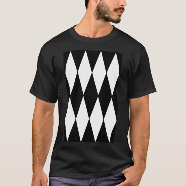CAMISETA HARLEQUINA BLANCA Y NEGRA GRANDE - DIAMANTE - ARGI (Anverso)