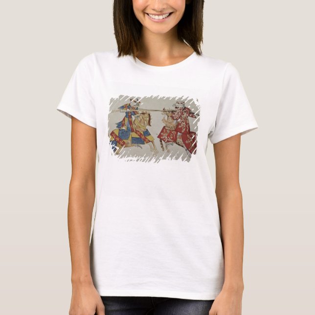 Camiseta Harley 4205 f.366 Caballeros Jousting, c.1445 (vel (Anverso)