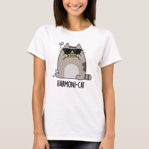Camiseta Harmoni-cat Funny Harmonica Cat Pun