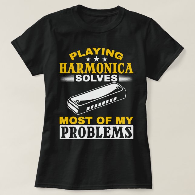 Camiseta Harmonica Lover Jugando A Harmonica Resuelve La Ma (Diseño del anverso)