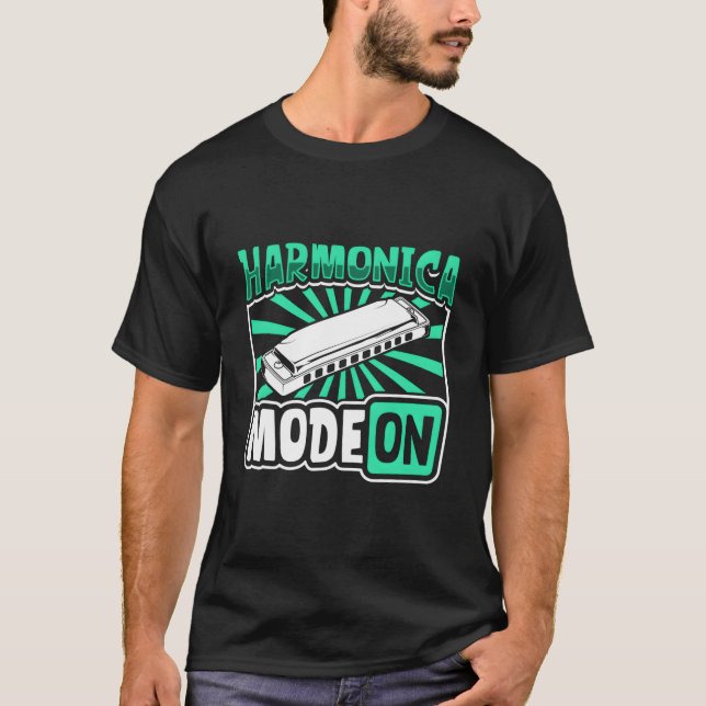 Camiseta Harmonica Mode On Harmonica Player (Anverso)