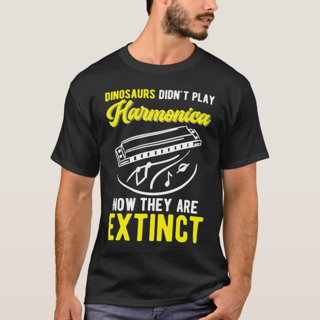 Camiseta Harmonica Player Dinosaur Joke Harmonicist (Anverso)