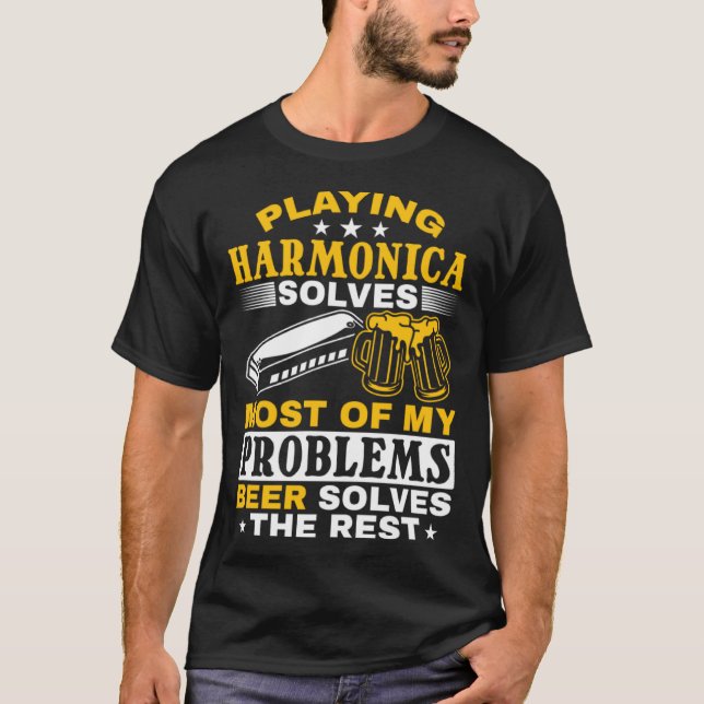 Camiseta Harmonica Player Playing Harmonica (Anverso)