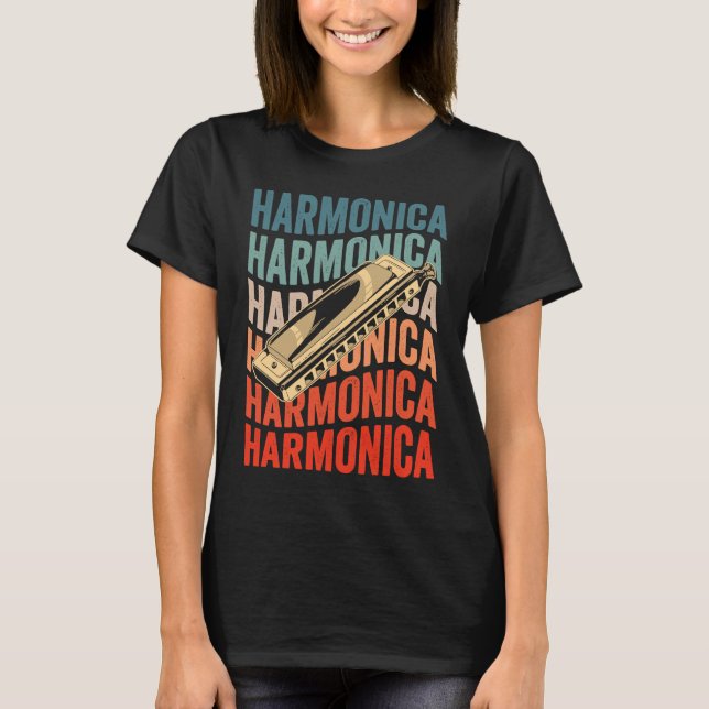 Camiseta Harmonica Retro Harmonicist Harp Player (Anverso)