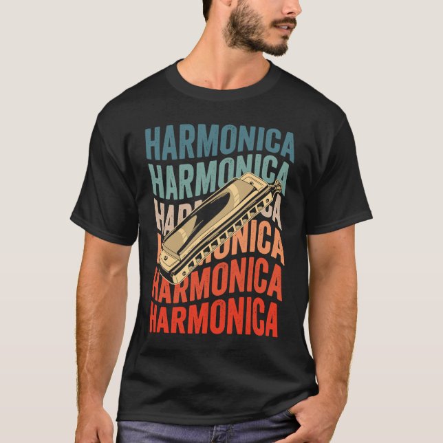 Camiseta Harmonica Retro Harmonicist Harp Player (Anverso)