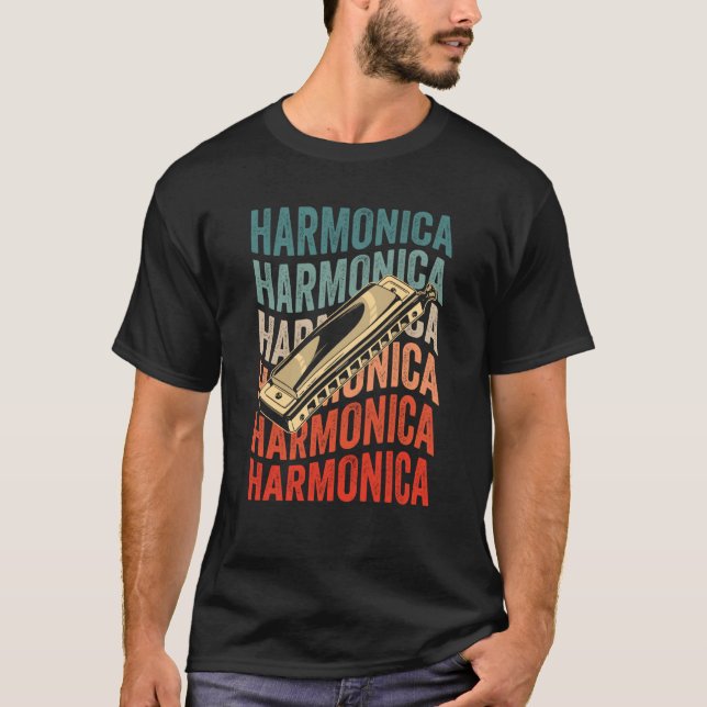 Camiseta Harmonica Retro Harmonicist Harp Player (Anverso)