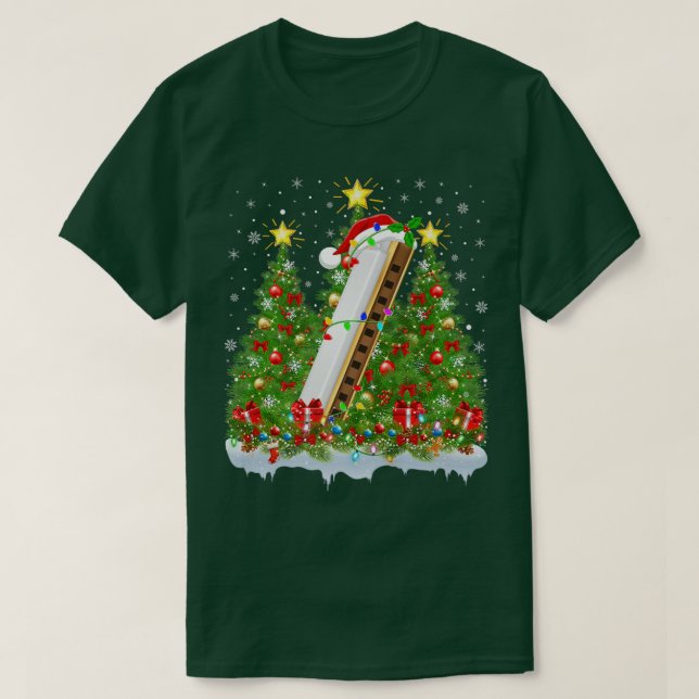 Camiseta Harmonica Xmas enciende Santa Harmonica Navidades  (Diseño del anverso)