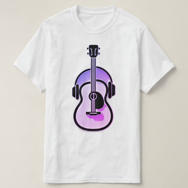 Camiseta Harmony Fusion: Guitarra y audífonos (Diseño del anverso)