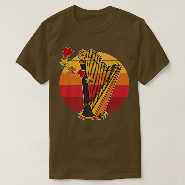 Camiseta Harp Fall Harpist Autumn Thankending String Music (Diseño del anverso)