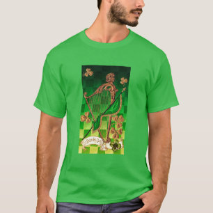Camiseta HARP IRLANDÉS, VERDE GOLD SHAMROCKS St Patrick's D