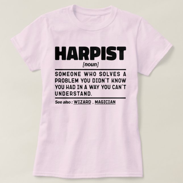 Camiseta Harp Lover, un instrumento de música Harpist Noun (Diseño del anverso)
