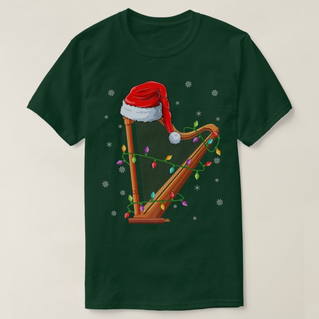 Camiseta Harp Music Xmas Iluminación coincidente con Santa  (Diseño del anverso)