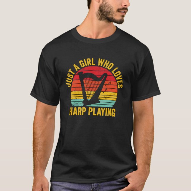 Camiseta Harp Player Harpist Retro Just A Girl Who Loves Ha (Anverso)