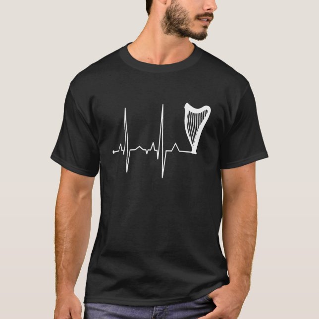 Camiseta Harp Player Heartbeat Harp Orchestra Musical Harpi (Anverso)