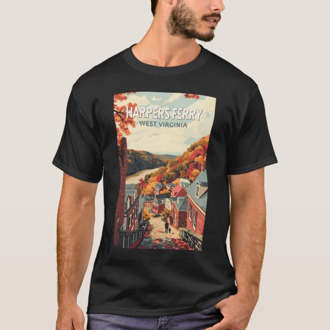 Camiseta Harpers Ferry West Virginia Travel Art Vintage (Anverso)