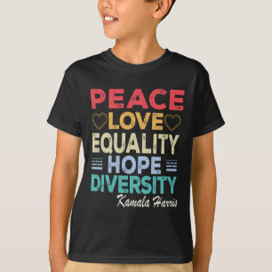 Camiseta Harris Peace Love Equality Hope Diversity Retro