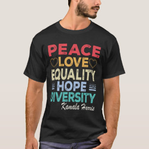 Camiseta Harris Peace Love Equality Hope Diversity Retro