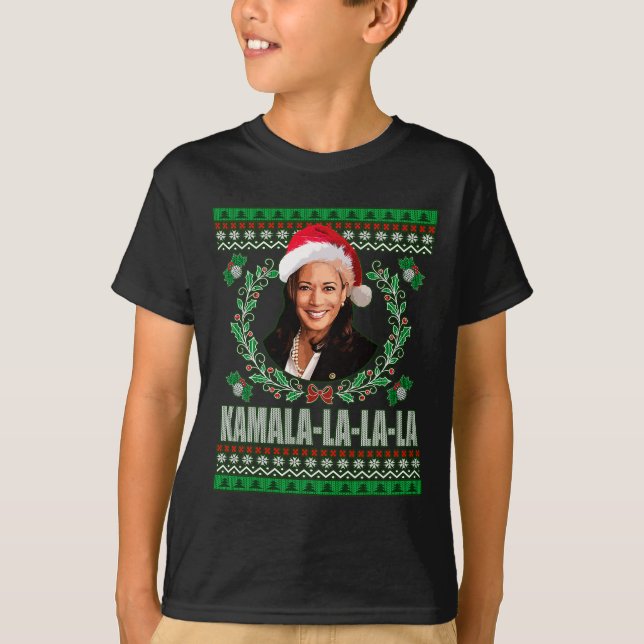 Camiseta Harris Shirt Kamala La La La Fea Christma de las M (Anverso)