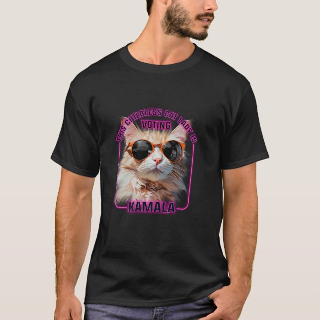 Camiseta Harris Waltz 2024 apoya al gato sin hijos Lady T S (Anverso)