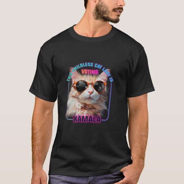 Camiseta Harris Waltz 2024 apoya al gato sin hijos Lady T S (Anverso)