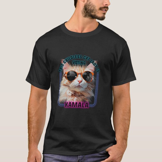 Camiseta Harris Waltz 2024 apoya al gato sin hijos Lady T S (Anverso)