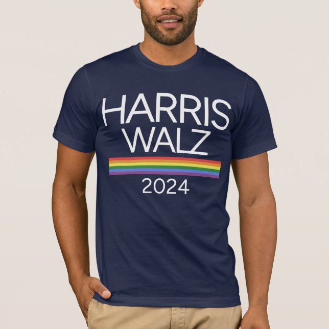 Camiseta Harris Walz 2024 bandera del orgullo LGBTQ (Anverso)