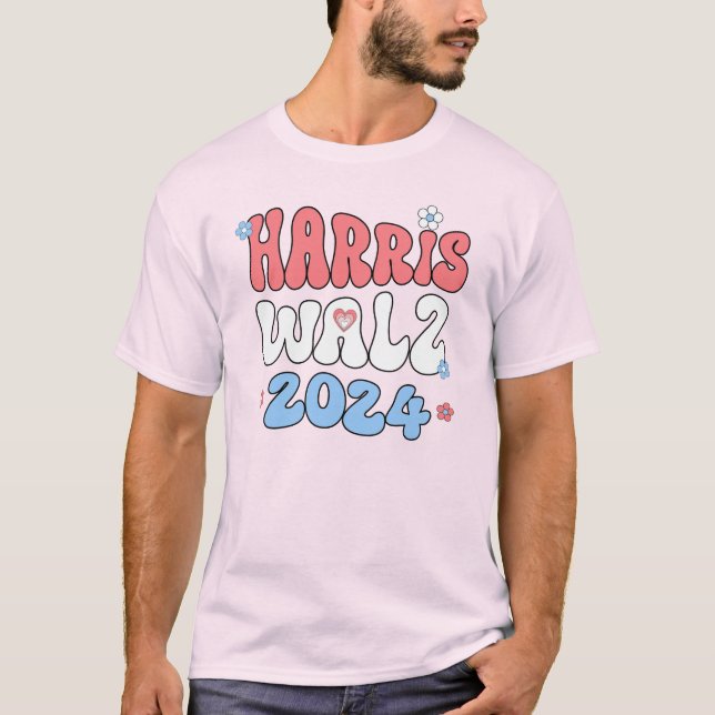 Camiseta Harris Walz 2024 estilo retro hippie (Anverso)