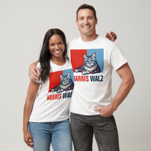 Camiseta Harris Walz 2024 Obviamente gato azul rojo