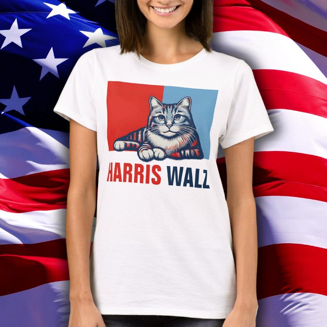 Camiseta Harris Walz 2024 Obviamente gato azul rojo (Subido por el creador)
