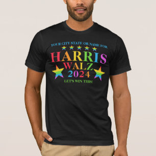 Camiseta Harris Walz 2024 Orgullo Estrellas arcoiris elecci