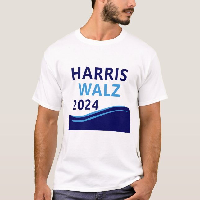 Camiseta Harris Walz 2024 para President Blue Wave (Anverso)