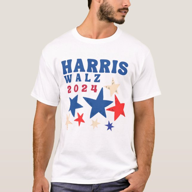 Camiseta Harris Walz 2024 Stars Elección Fiesta Demócrata (Anverso)