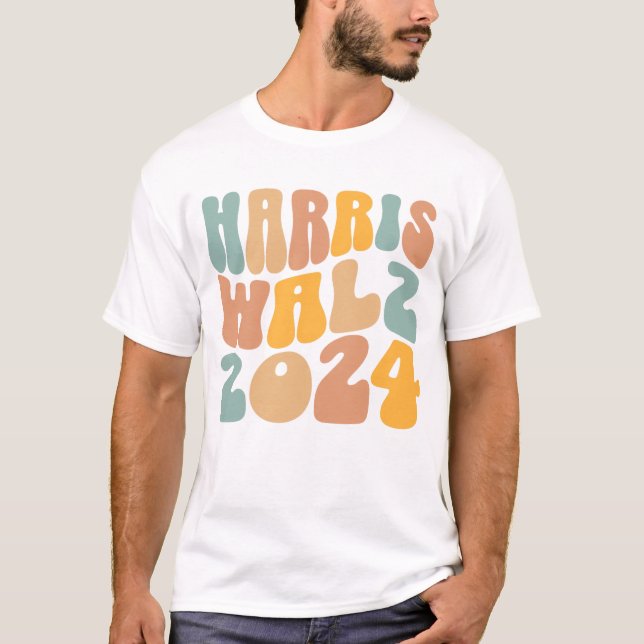 Camiseta Harris Walz 2024 Trendy Wavy Boho (Anverso)