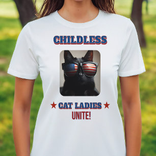 Camiseta Harris Walz Mujeres De Gato Sin Niños Unen Foto De