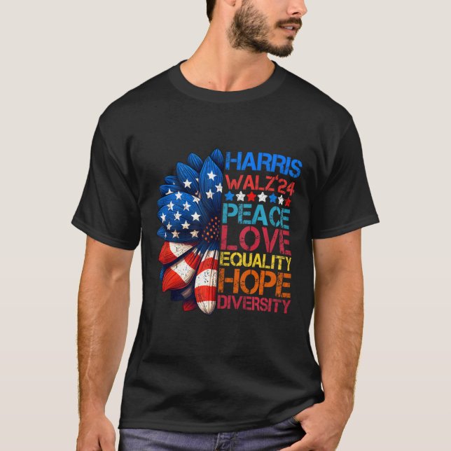 Camiseta Harris Wheimer 2024 Peace Love Equality Hope Diver (Anverso)