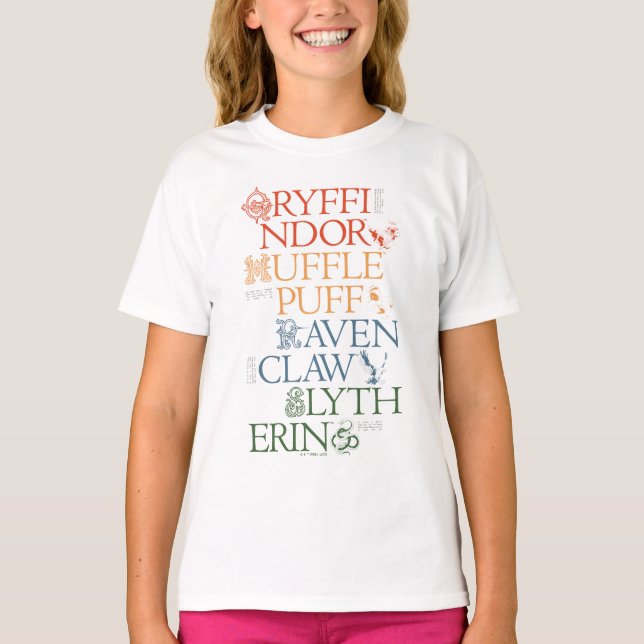 Camiseta HARRY POTTER™ | Delicados esbozos HOGWARTS™ Houses (Anverso)