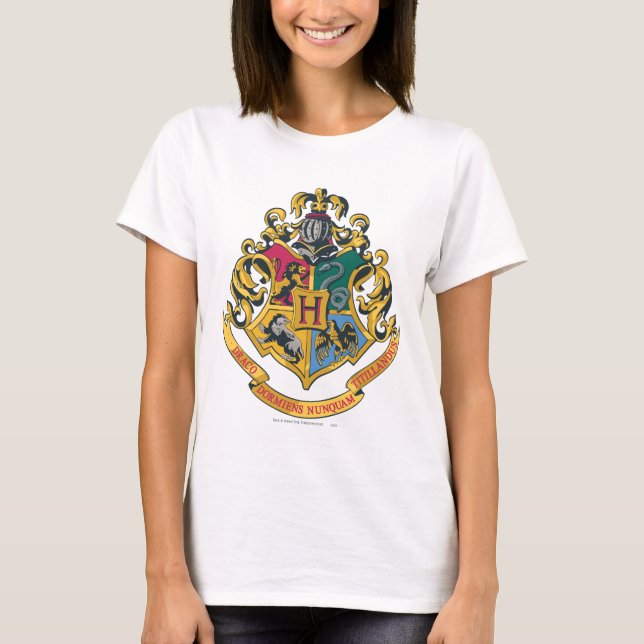 Camiseta Harry Potter | Escudo de Hogwarts - Color Completo (Anverso)