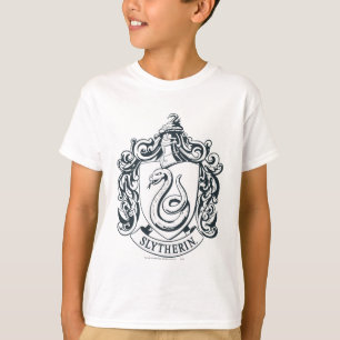 Camiseta Harry Potter Escudo de Slytherin - Blanco y Negr