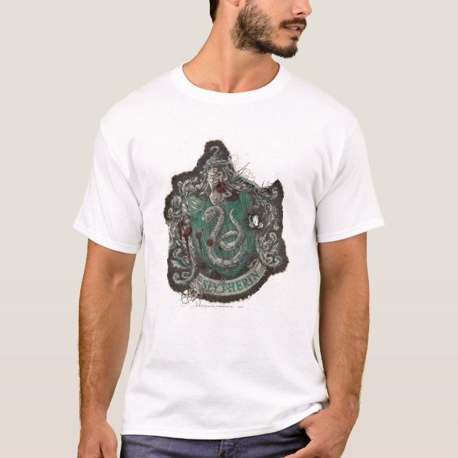 Camiseta Harry Potter | Escudo de Slytherin - Vintage (Anverso)