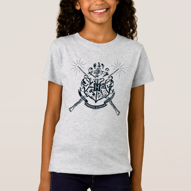 Camiseta Harry Potter | Escudo Hogwarts Crossed Wands (Anverso)