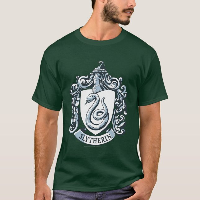Camiseta Harry Potter | Escudo Slytherin - Azul helado (Anverso)